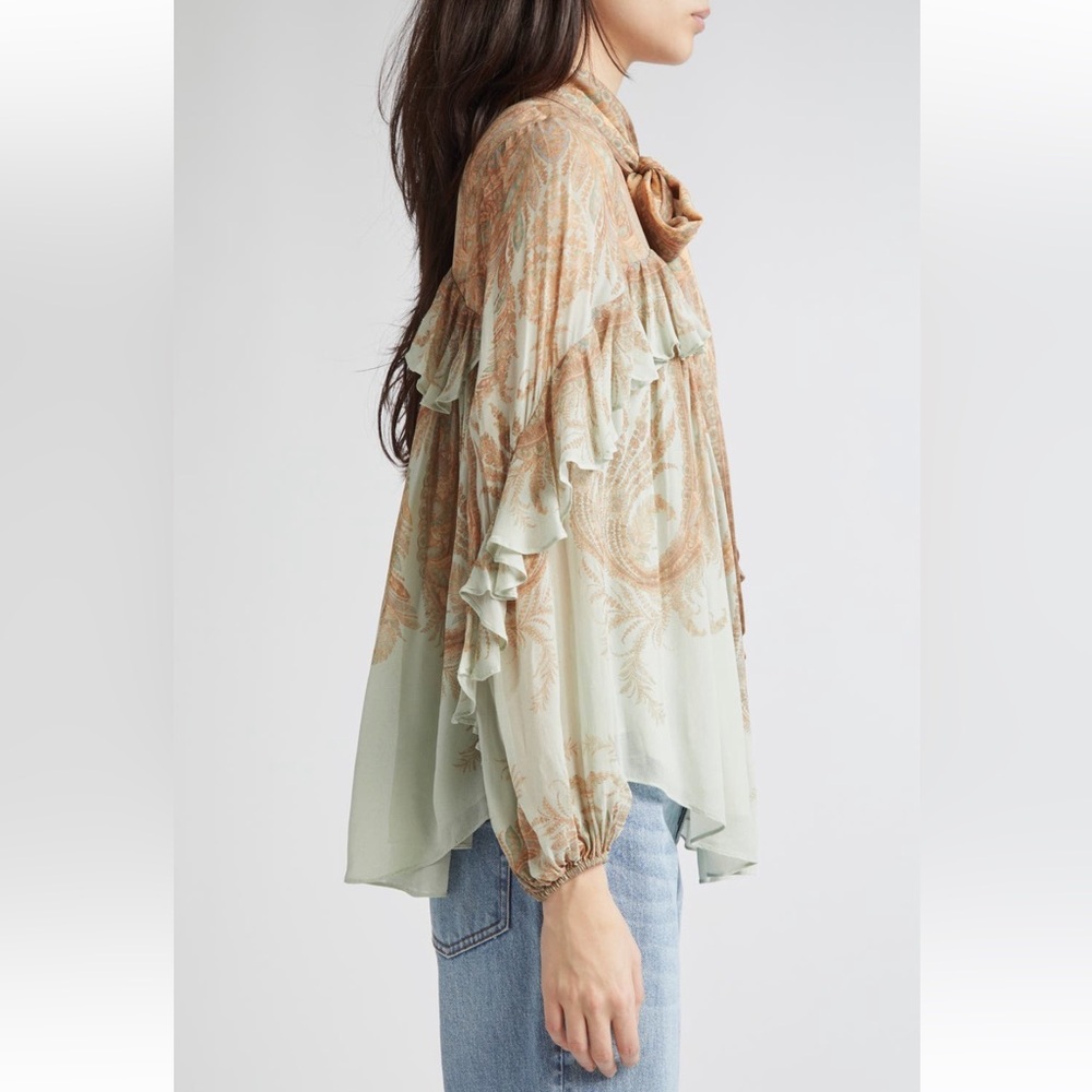 Zimmermann Memento Flutter Paisley  Bow Top In Mint Paisley Various sizes - Picture 3 of 16